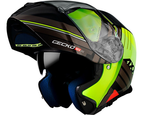 Casco Moto Rebatible Axxis Gecko Epic B3 Amarillo Brillo