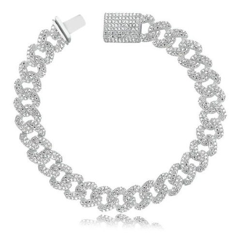 Pulseira Prata 925 Legítima Cuban Ice Cravejada 10mm Luxo