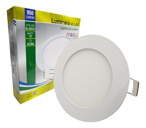 Artefacto Led Circular 12w Para Embutir Color Blanco