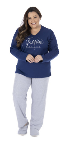 Pijama De Frio Plus Size Feminino Canelado Victory