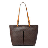 Bolsa Tote Mujer Michael Kors Original Bedford Brown Logo Acabado De Los Herrajes Dorado Color Marrón Oscuro Color De La Correa De Hombro Marrón Diseño De La Tela Monograma