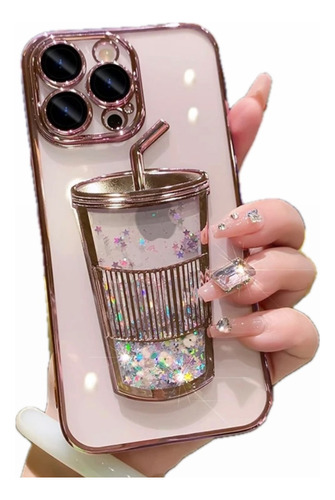 Funda Premium Vaso Lente + Glitter Liquido iPhone 12 Pro