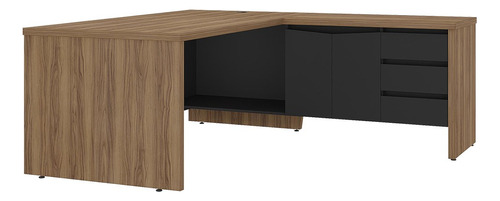 Mesa Para Escritório L 180x190cm Tamburato Corp Nogal/preto