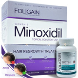 Minoxidil 2% Dama  + Biotina 10,000 Mcg 60 Caps