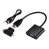 Adaptador Hdmi A Vga Con Cable De Audio Tipo T Micro Mini Hd