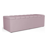 Calçadeira Recamier Baú Organizador King 195 Cm Suede Rose 