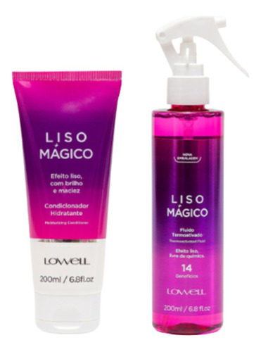 Kit Liso Mágico Lowell Condicionador E Fluido Cabelos Lisos