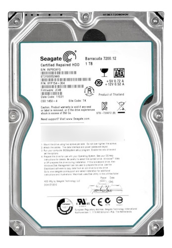 Hd Sata Seagate 1tb 7.2k 3.5 St31000524as