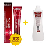 Kit 3 Tinturas Majirel 50g + Oxidante 1000ml Loreal 