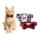 Collar Para Gato O Perro Con Moño Tipo Escoces Y Cascabel Color Rojo/azul