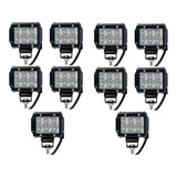 Pack De 10 Faros Auxiliar Proyector 18w 6 Led Cree Auto Moto