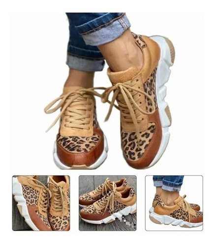 Zapatos Con Estampado De Leopardo Para Mujer Zapatillas De