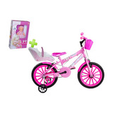 Bicicleta Infantil Feminina Aro 16 Com Cadeirinha E Boneca Cor Rosa Tamanho Do Quadro 16  