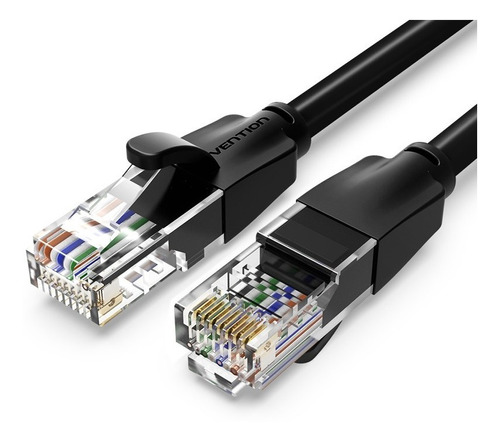 Cable De Red Vention Cat6 Certificado - 2 Metros - Premium Patch Cord - Utp Rj45 Ethernet 1000 Mbps - 250 Mhz - Cobre - Pc - Notebook - Servidores - Negro - Ibebh