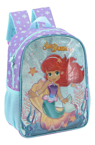 Mochila Sirenita 12 Pulgadas Con Brillo Ideal Jardín Divina!