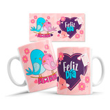 Taza De Ceramica, Pajaritos, Love, Feliz Dia, 11oz