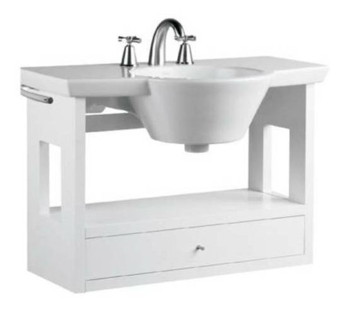 Mueble Para Baño Ferrum X8hc De 840mm De Ancho, 630mm De Alto Y 510mm De Profundidad Con Bacha Y Mueble Color Blanco Con Tres Agujeros Para Grifería