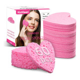 Kickleen 60 Esponjas Faciales Con Forma De Corazon De Celulo