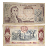 Colombia 10 Pesos Oro Billete Antiguo Y Coleccionable