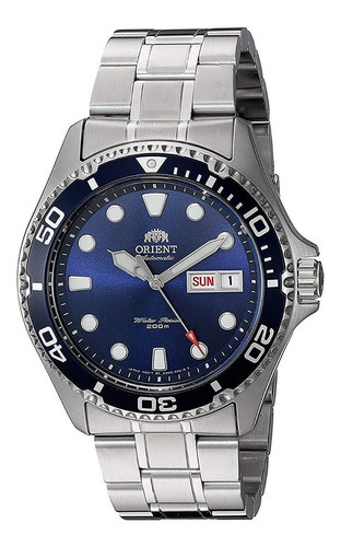 Reloj Orient Faa02005d Hombre Automático Diver 200m Color De La Malla Acero Cepillado Color Del Bisel Azul Color Del Fondo Azul