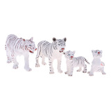 4 Piezas Simulación De Tigre Juguete Modelo Animal Set,