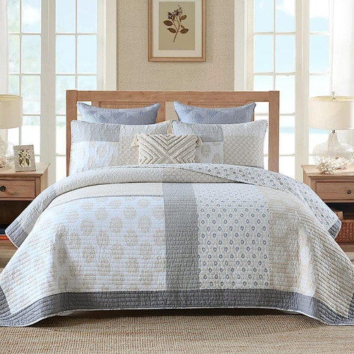 Finlonte Quilt Queen, Set De Colcha De Algodón Queen Size, C