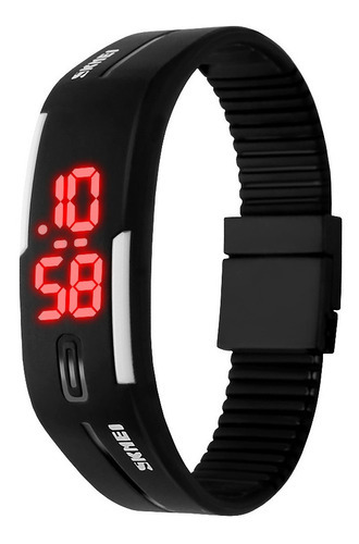 Reloj Unisex Skmei 1099 Digital Cronometro Luz Led Watch Color De La Malla Negro