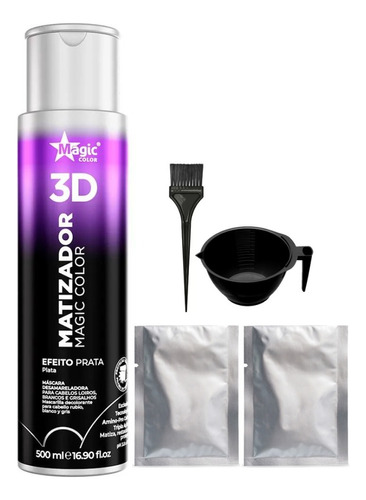 Kit Matizador 3d Magic Color - Efeito Prata 500ml + Cumbuca