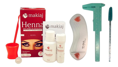 Kit Iniciante Designer Sobrancelha Henna Makiaj Paquimetro Cor Ruivio