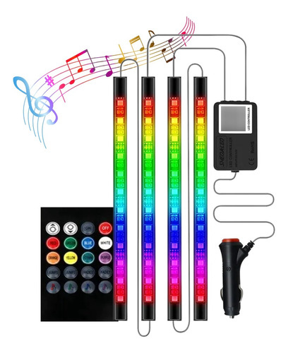 Tiras Luces Led Rgb Tunning Auto Deco Interior Audioritmica