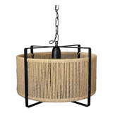 Lampara Colgante Hierro Yute 40x28cm Grande Iluminacion Deco