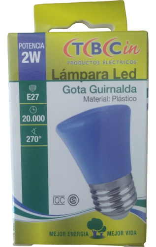 5 Lámparas Led Gota Guirnalda Color Azul
