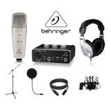 Kit De Grabacion Behringer Um2 +mic C1 + Audifonos+pop +base
