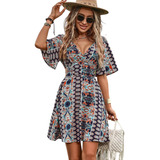 Vestido Corto Fresco Moda Bohemio Moderno Juvenil Corte A