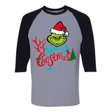 Camiseta El Grinch De La Navidad Camibuso Raglan Serie Navid