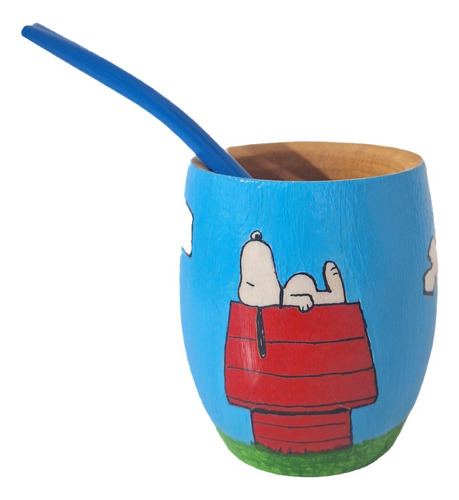 Mate De Algarrobo Personalizado De Snoopy