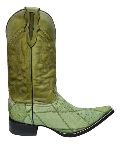 Botas Estilo Vaquero Piel Original Avestruz Rombos Verde