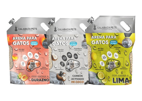 Arena Para Gatos Soluble En Agua, Calabaza Pets Aroma Lima