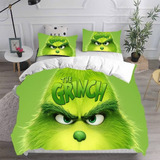 Ropa De Cama Queen Cartoon, Funda De Edredón Del Grinch A