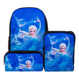 Set 3 Mochila Lunchera Lapicera Lona Escolar Princesas Disne