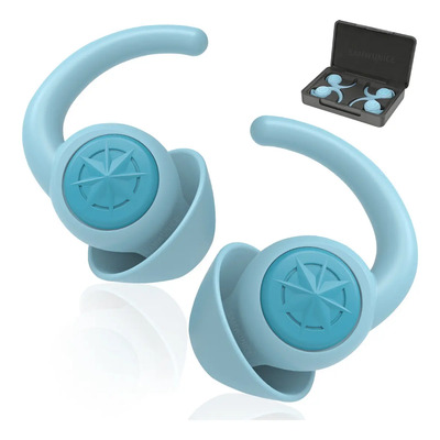 2 Pares Tapones Para Los Oídos Dormir Reutilizables Reducción De Ruido 33db, Silicona Suave Tapones Auditivos Protección Auditiva Para Dormir, Ronquidos, Trabajo, Sensibilidad Al Ruido, Azul Claro | Meses sin interés