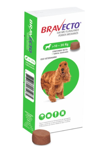 Bravecto Tab 10 A 20 Kg (verde)