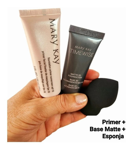 Kit Mary Kay - Base + Primer Facial + Esponja De Maquiagem