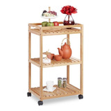 Organizador Cocina Carrito Carro Premium Madera Bambu Ruedas