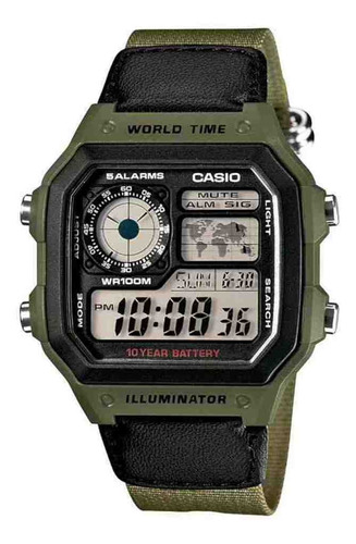 Relogio Casio Digital Cx Resina Pul Resina Verde Ae-1200whb-