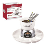 Conjunto Fondue Charmy Para Chocolate Queijo 8 Peças Branco