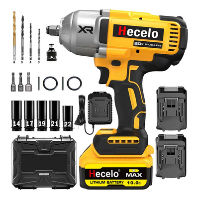 Hecelo Llave De Impacto Alto Torque 2 Batteries 1\u002F2 Great Capacity | ¡incluye Kit De Enchufes De Regalo Y Maletín Plástico | Envío gratis