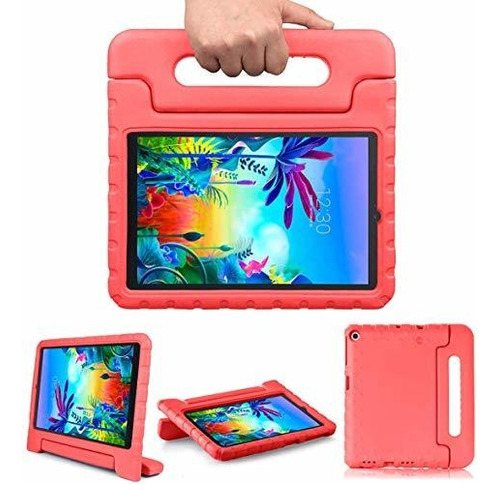 Funda Plegable Para Tablet Golden Sheeps Kid-eva-tab M10 Tb-x306x Con Teclado Diseño Rayas Color Rojo