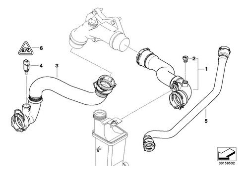 Manguera Inferior De Radiador Bmw X3 E83 2006 M54 2.5 3.0 Foto 2