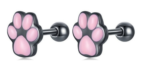 Aretes Tuerca Huellas Mascota Gato Perro 100% Plata S925 